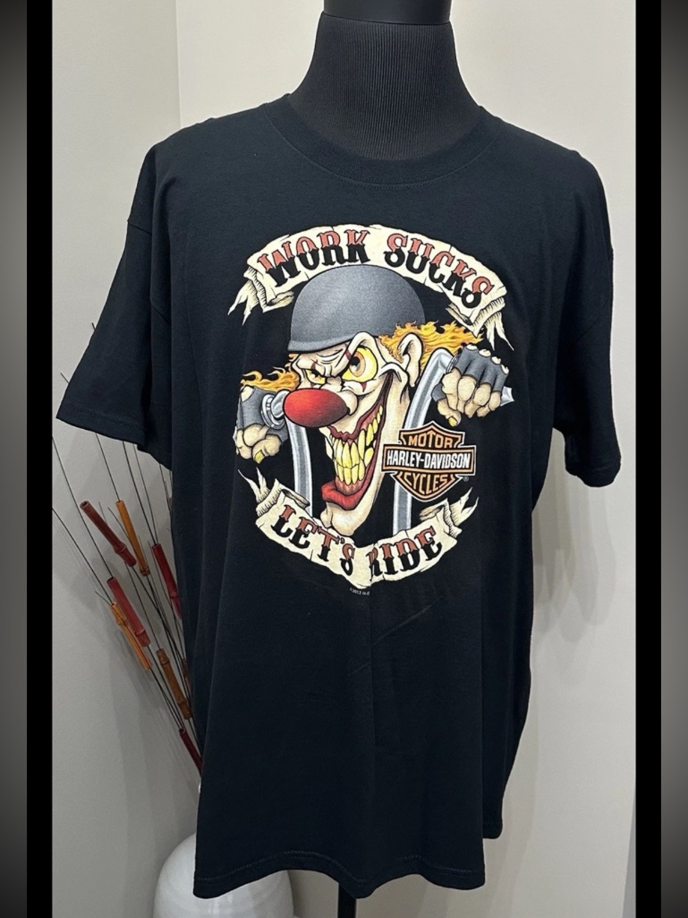 NEW Harley Davidson Motorcycle Clown Work Sucks Lets Ride Smokey MT 2012 Tee XL